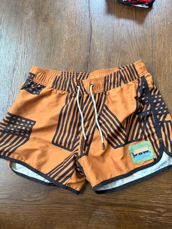 G-Star Other - G-Star Orange Swim Shorts with Black Graphic Stripes